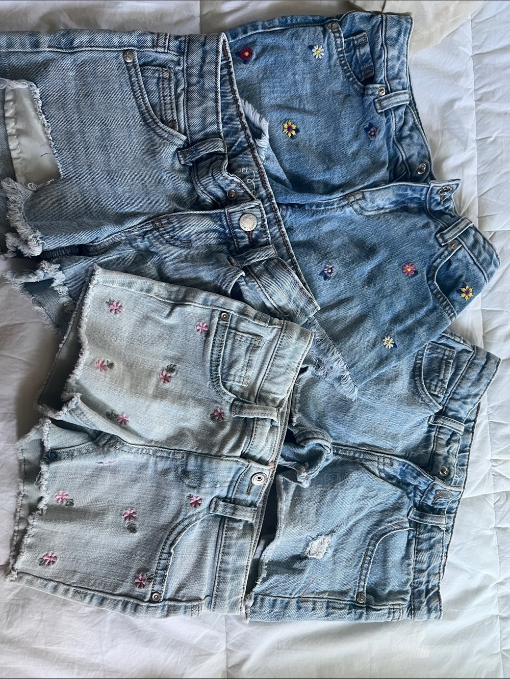 art class Light Blue Denim Girls' Embroidered Floral Shorts